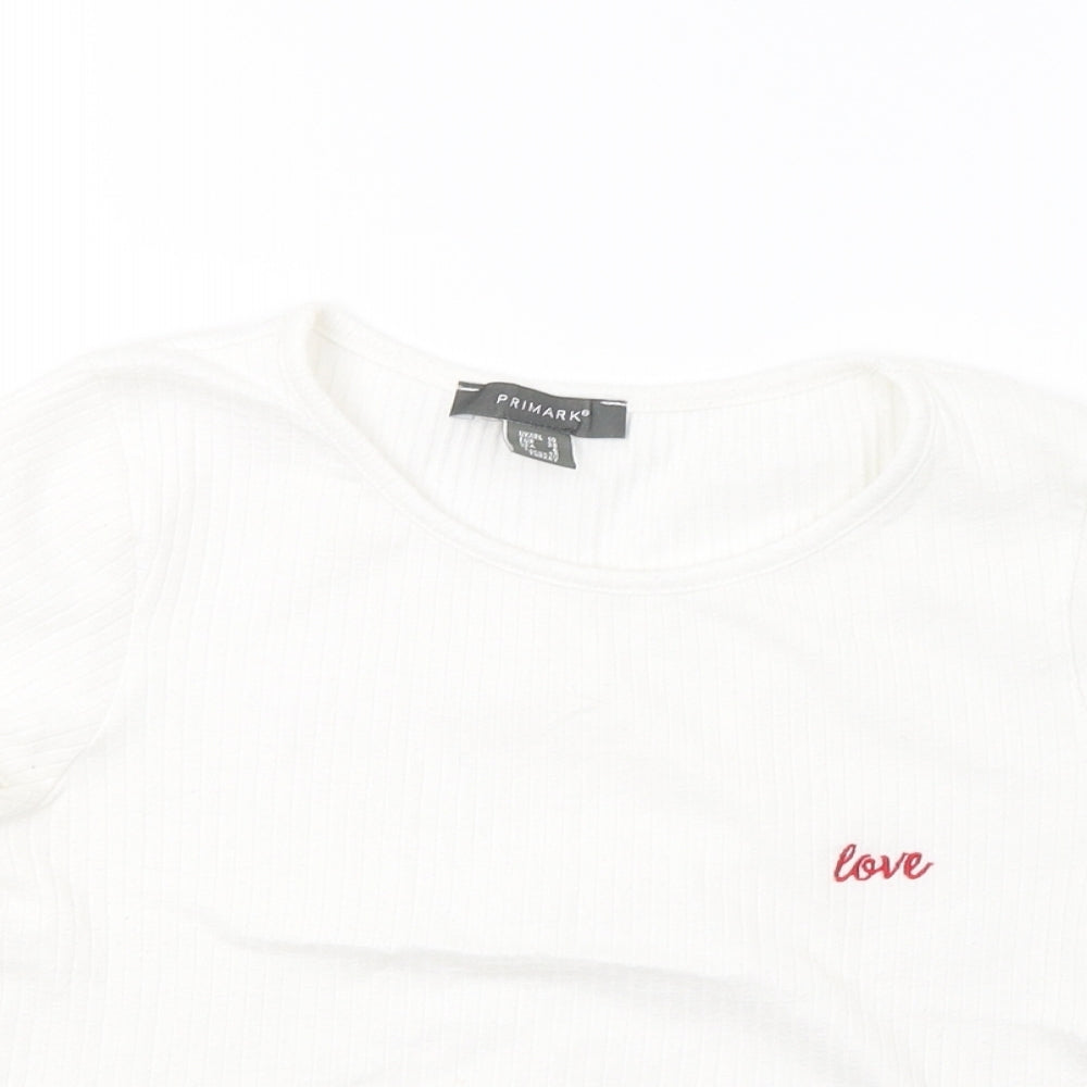 Primark Womens White   Cropped T-Shirt Size 10