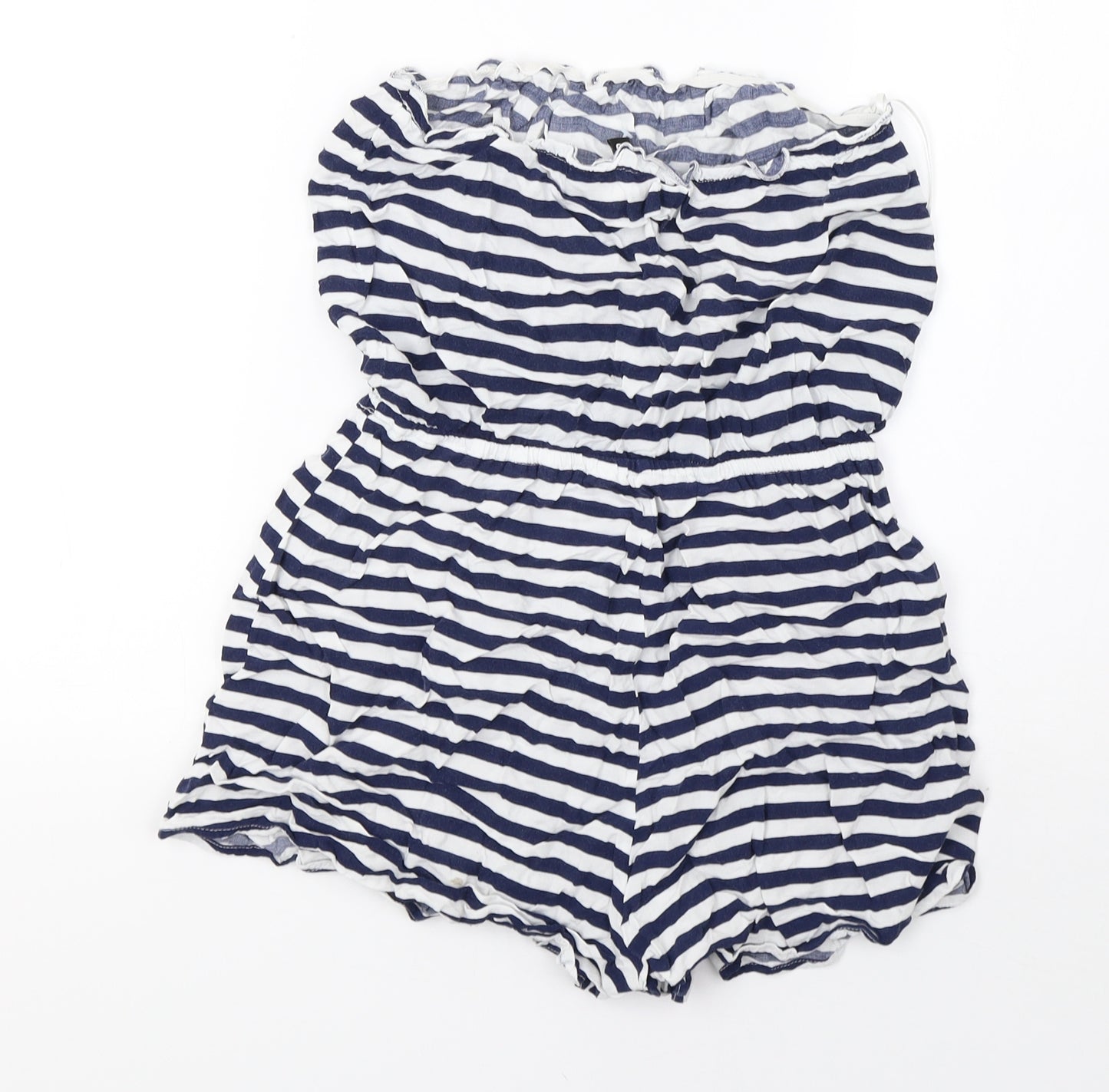 H&M Womens White Striped  Playsuit One-Piece Size 10