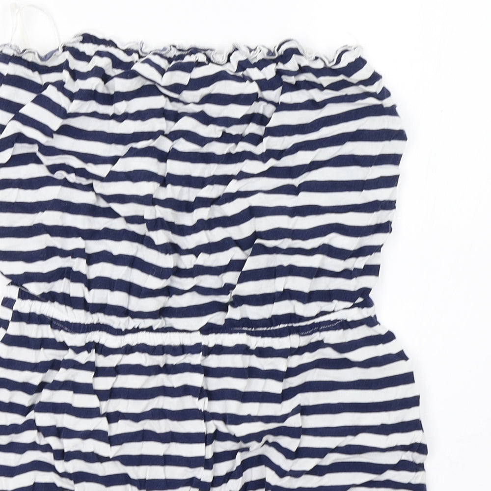 H&M Womens White Striped  Playsuit One-Piece Size 10