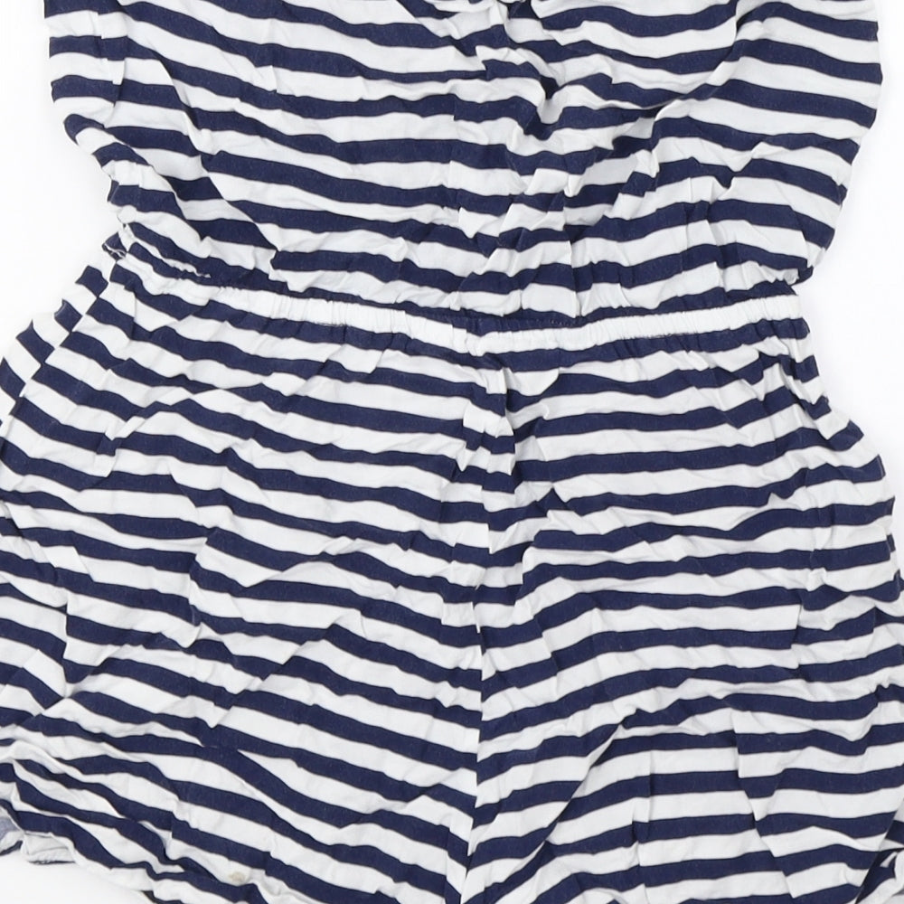 H&M Womens White Striped  Playsuit One-Piece Size 10