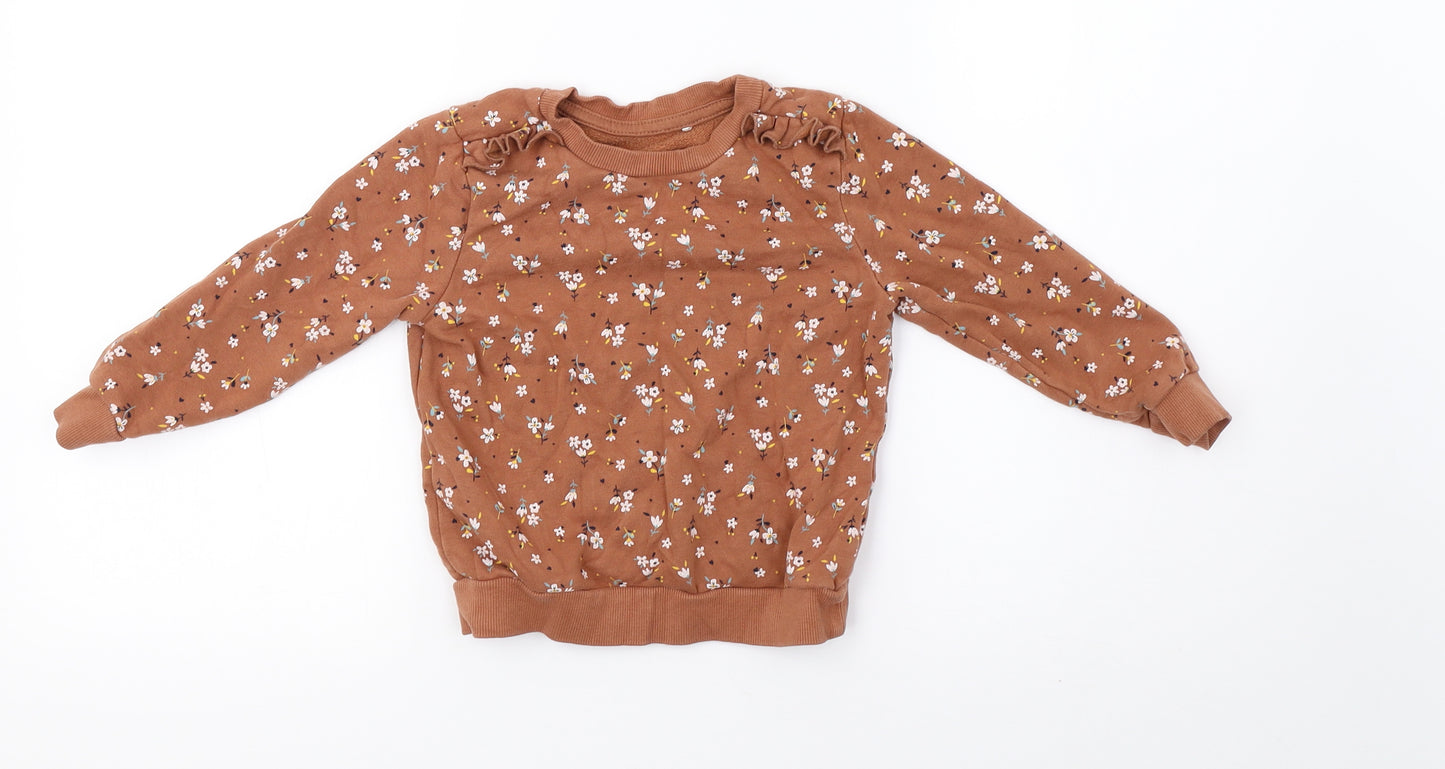 George Girls Brown Polka Dot  Pullover Sweatshirt Size 4-5 Years