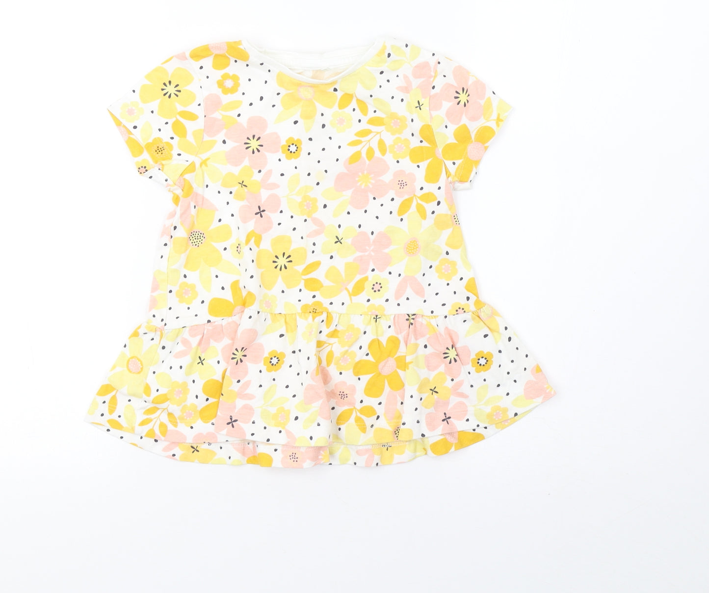 George Girls Yellow Polka Dot  Basic T-Shirt Size 4-5 Years