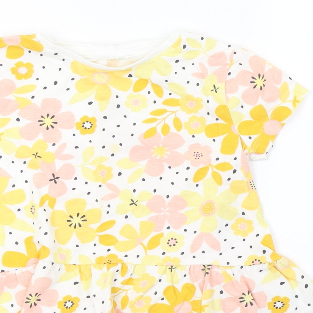 George Girls Yellow Polka Dot  Basic T-Shirt Size 4-5 Years