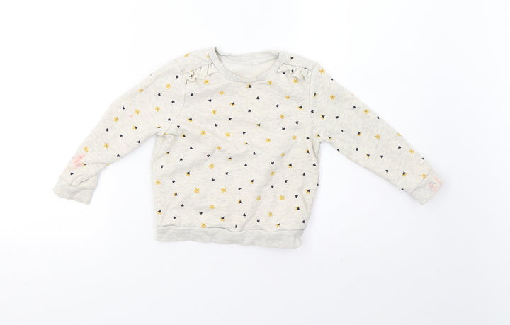 George Girls Grey Polka Dot Pullover Sweatshirt Size 4-5 Years