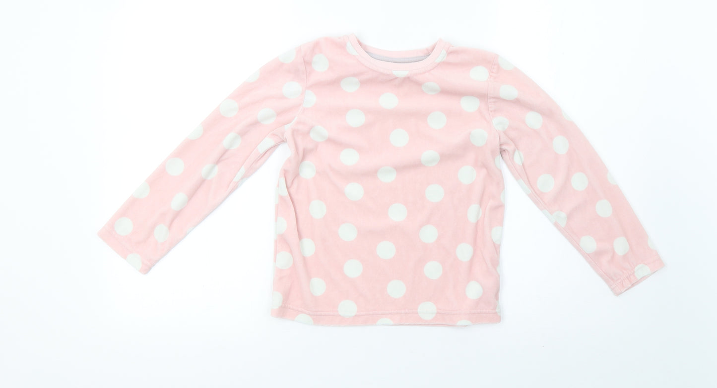 Primark Girls Pink Polka Dot Fleece  Pyjama Set Size 7-8 Years