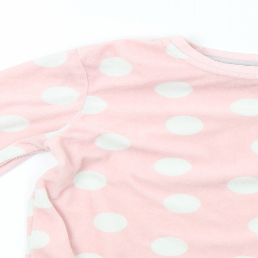 Primark Girls Pink Polka Dot Fleece  Pyjama Set Size 7-8 Years