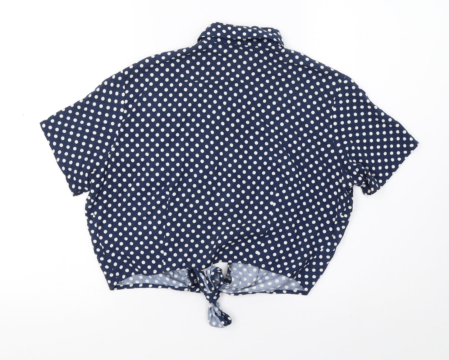 American Apparel Womens Blue Polka Dot  Cropped Button-Up Size S