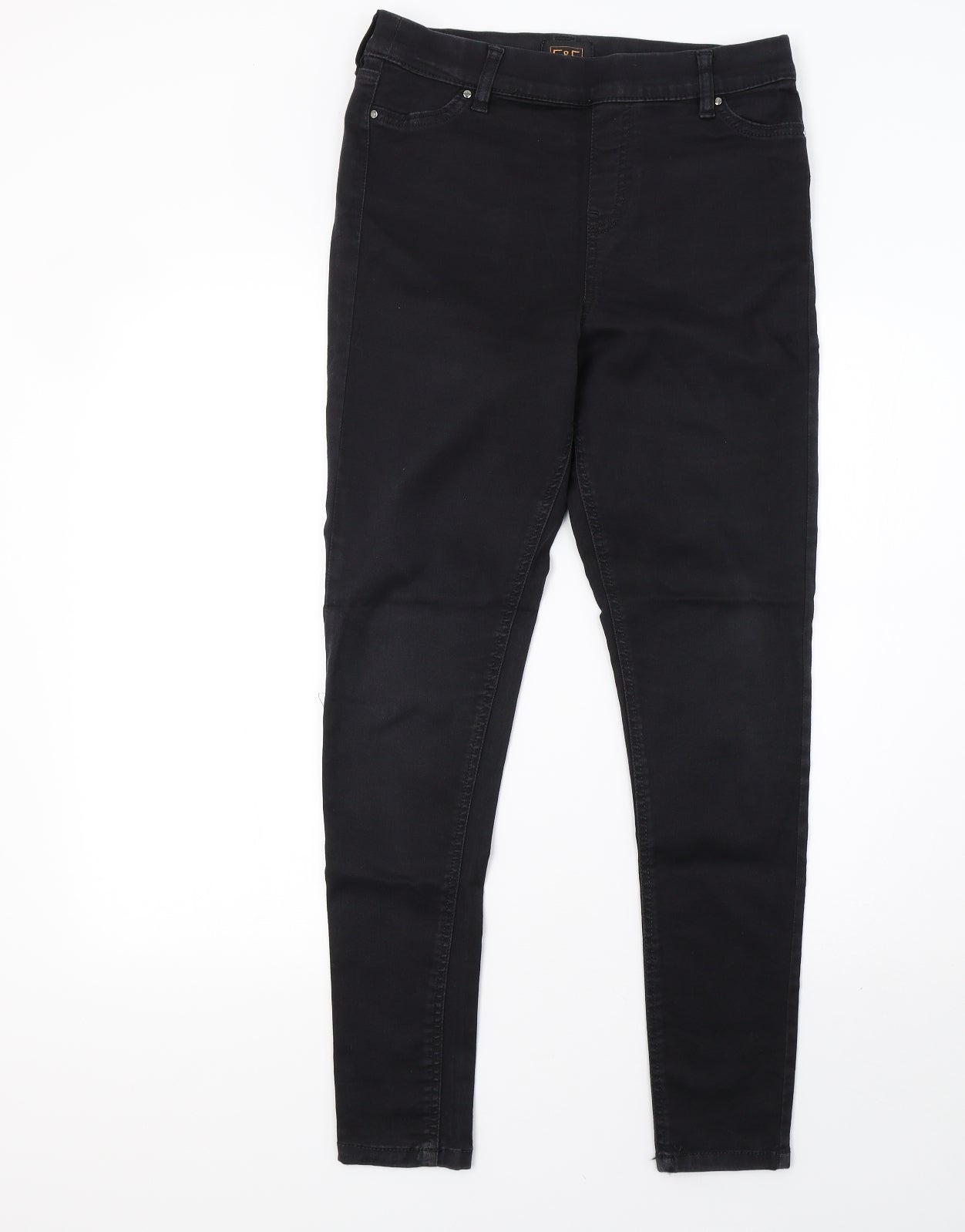 F&F Womens Black  Denim Jegging Trousers Size 12 L31 in