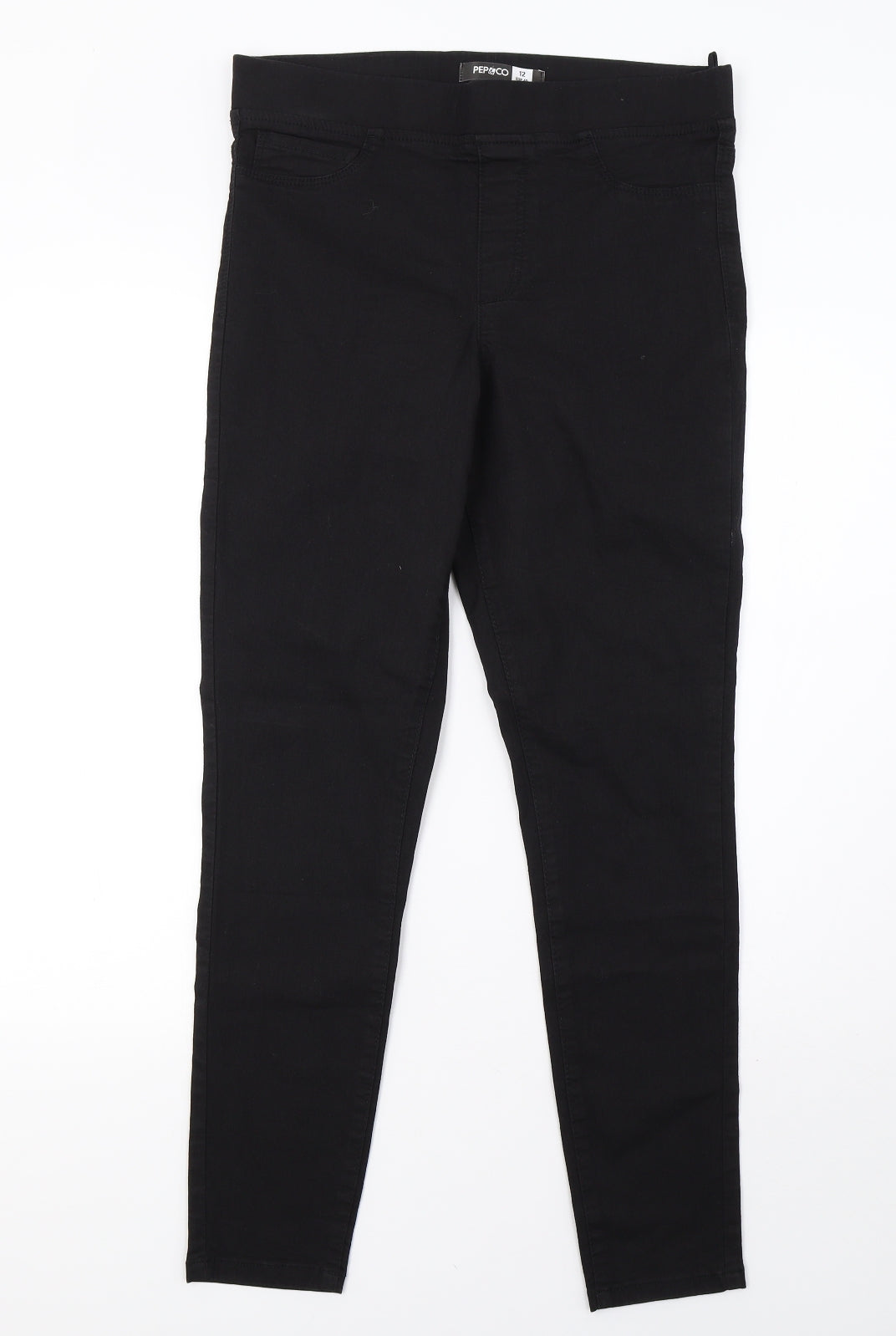 pep&co Womens Black  Denim Jegging Trousers Size 12 L30 in