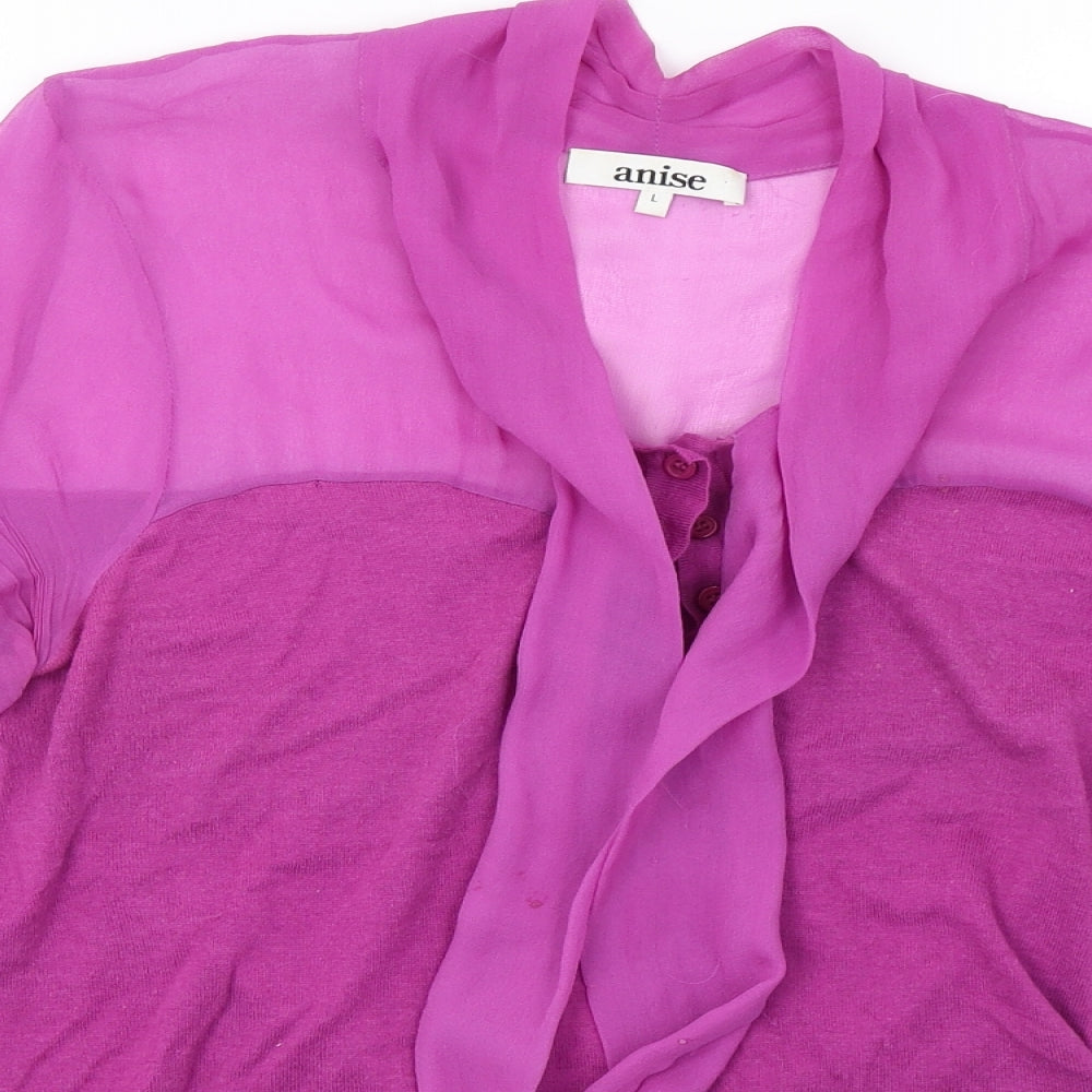 Anise Womens Purple  Knit Basic Blouse Size L