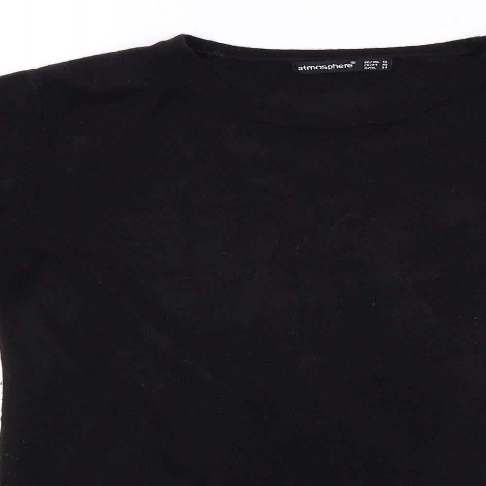 Primark Womens Black  Knit Pullover Sweatshirt Size 12