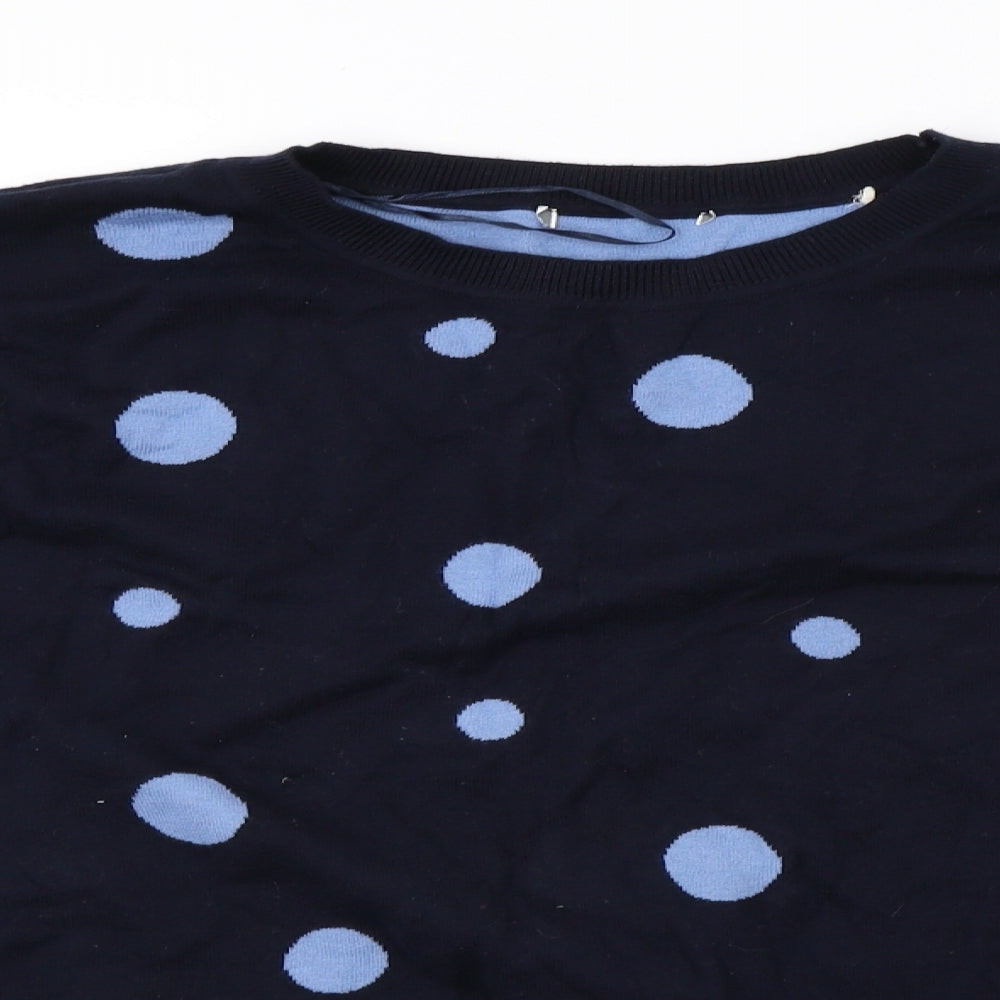 EDC Womens Blue Polka Dot Knit Pullover Sweatshirt Size 18  - 44inch