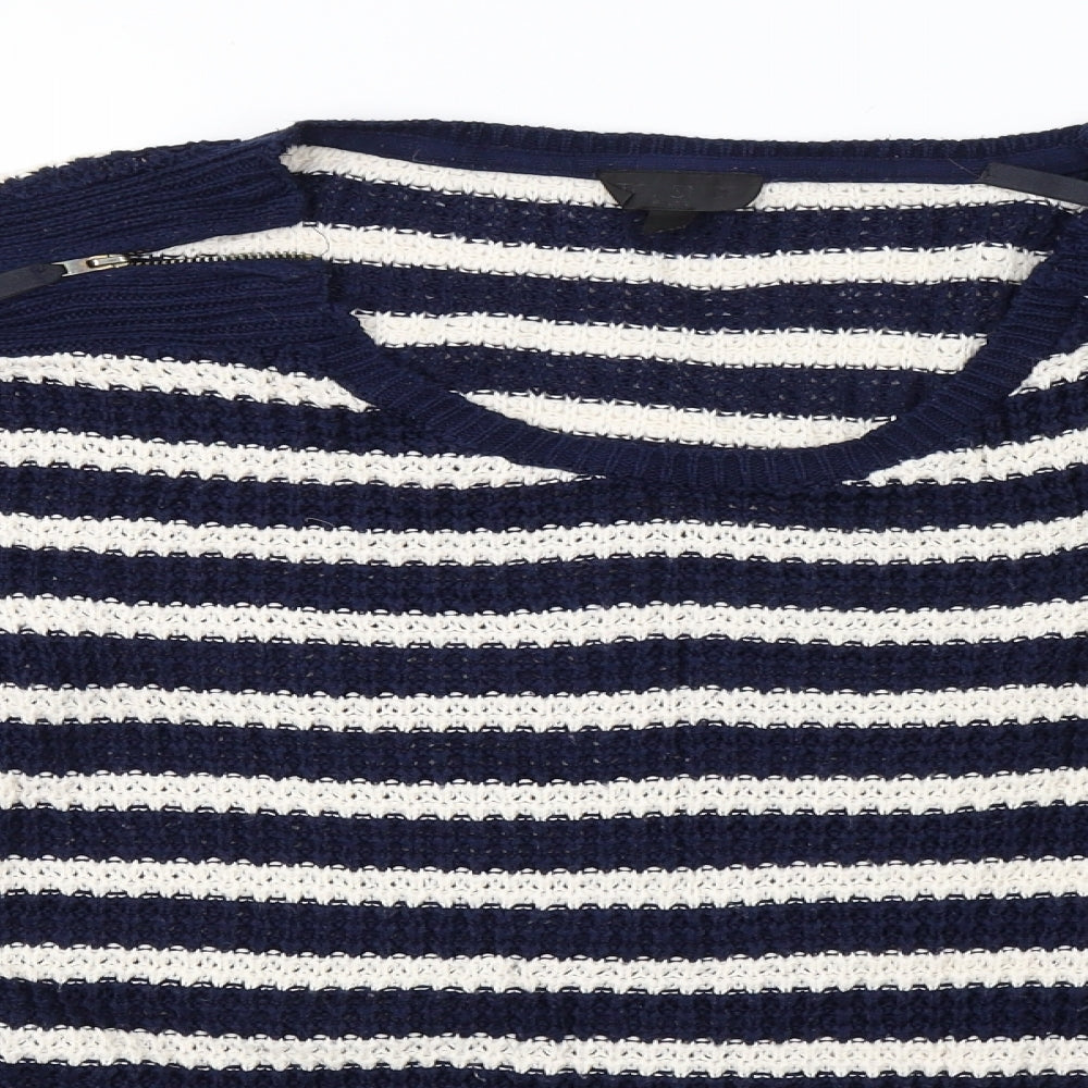 Topshop Womens Blue Striped Knit Pullover Sweatshirt Size 8