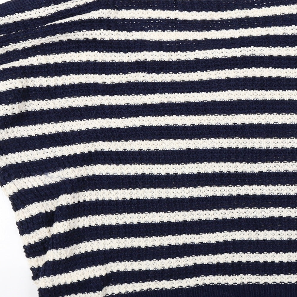 Topshop Womens Blue Striped Knit Pullover Sweatshirt Size 8