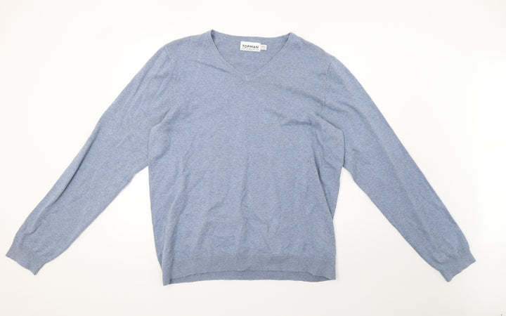 Topman Mens Blue Knit Pullover Sweatshirt Size XL - 44inch