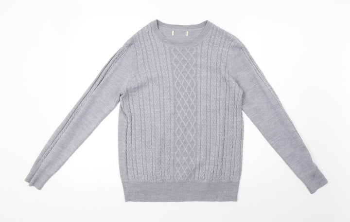 Matalan Womens Grey Geometric Knit Pullover Sweatshirt Size 10