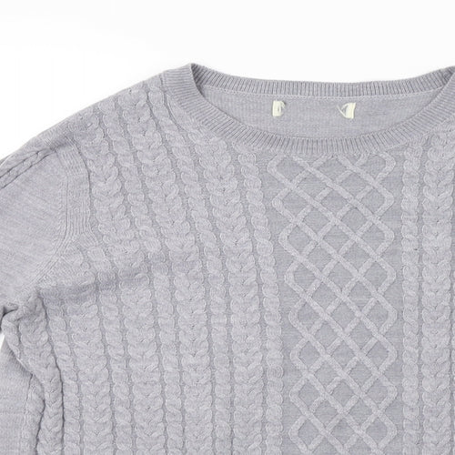 Matalan Womens Grey Geometric Knit Pullover Sweatshirt Size 10