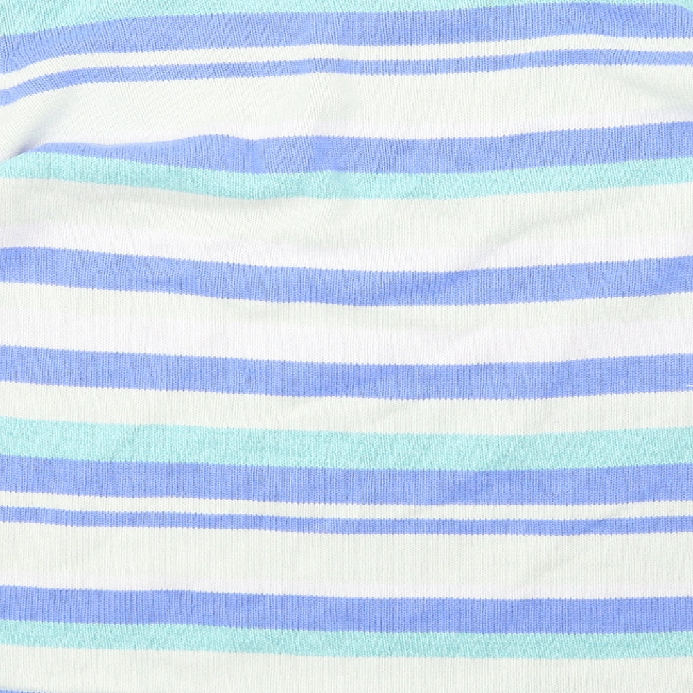 EWM Womens Blue Striped Knit Pullover Sweatshirt Size 16