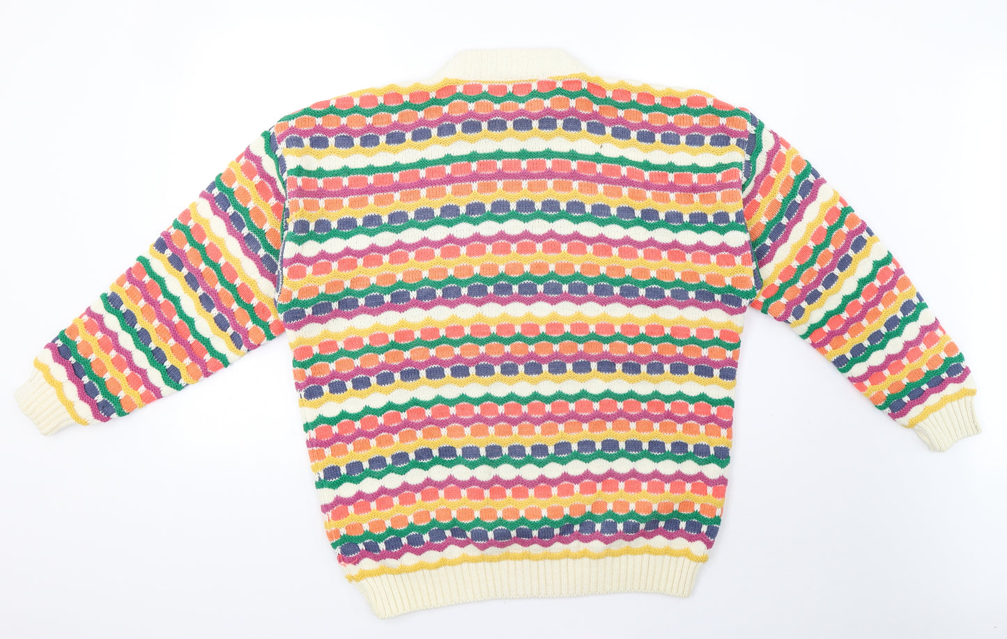 Preworn Womens Multicoloured Striped Knit Pullover Sweatshirt Size XL  - 48 pit to pit