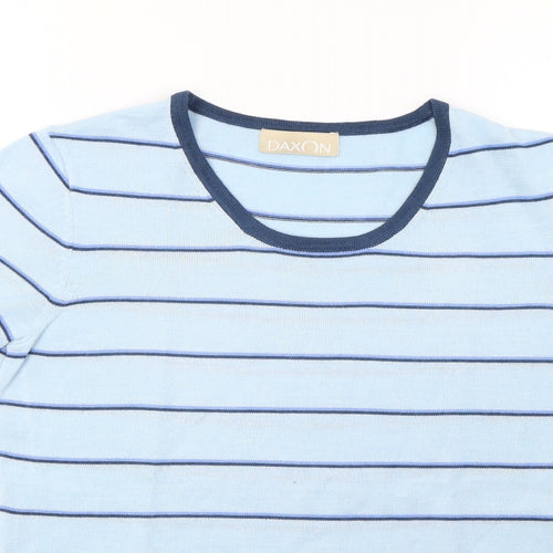Daxon Womens Blue Striped Knit Pullover Sweatshirt Size 14