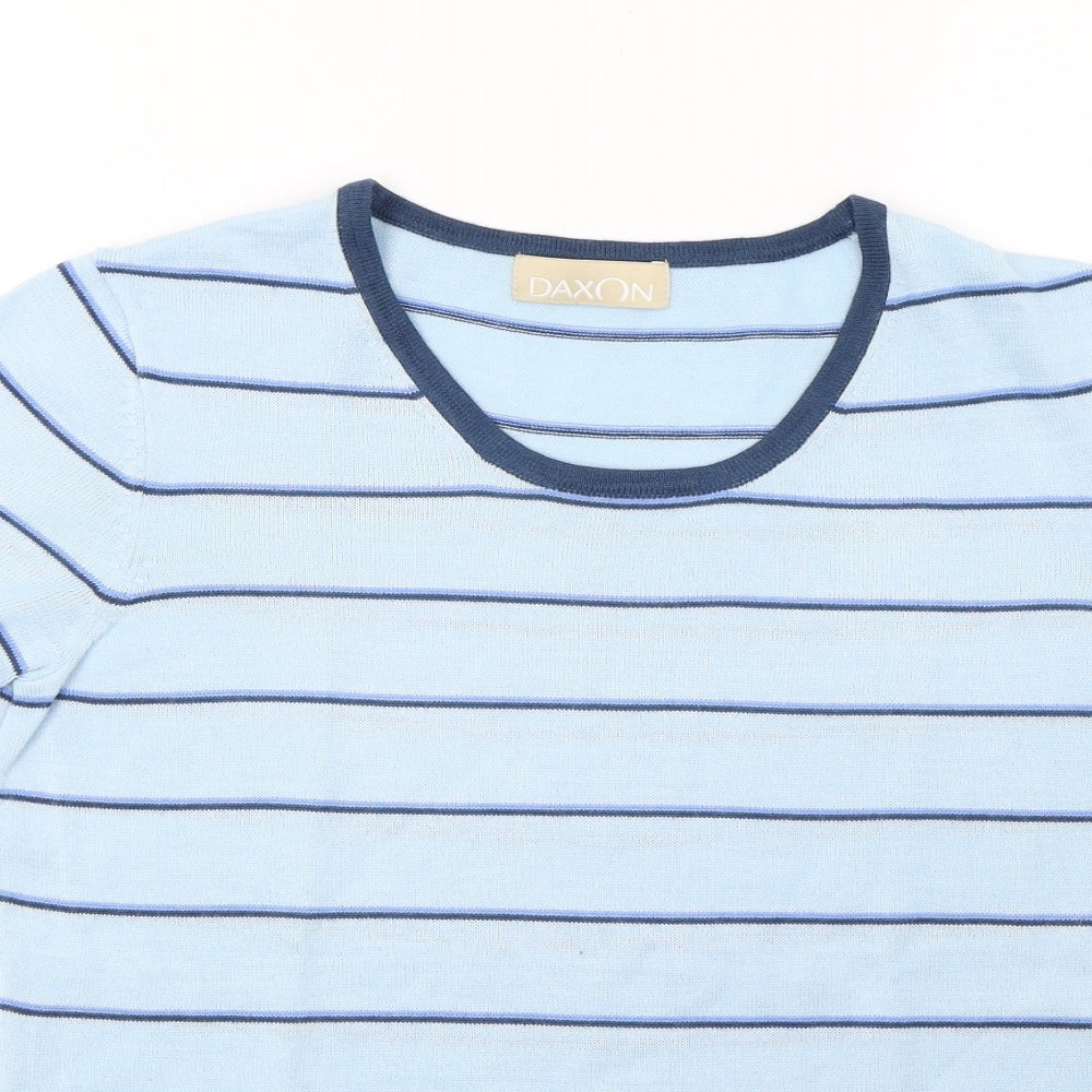 Daxon Womens Blue Striped Knit Pullover Sweatshirt Size 14
