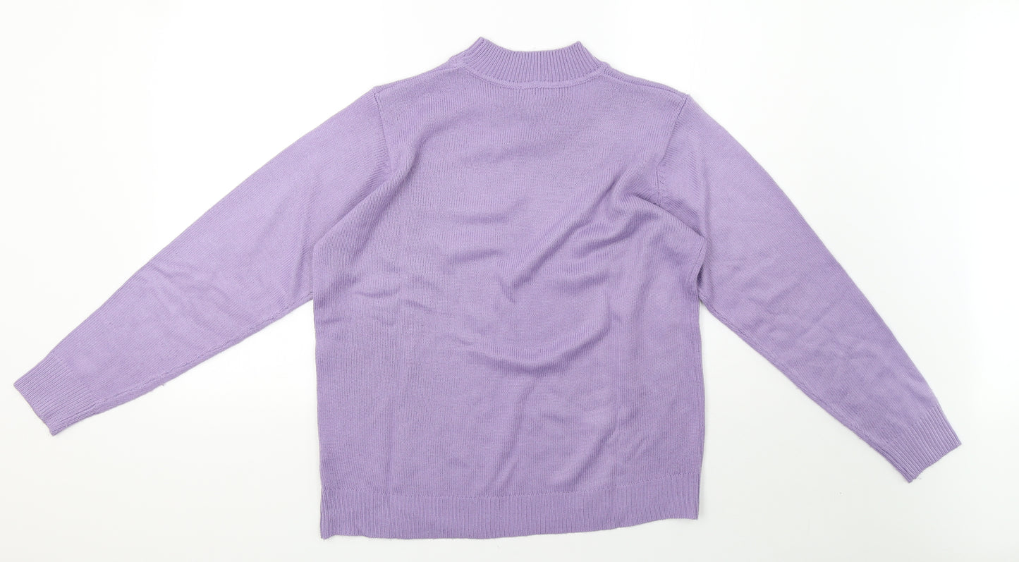 charmance Womens Purple  Knit Pullover Sweatshirt Size 16