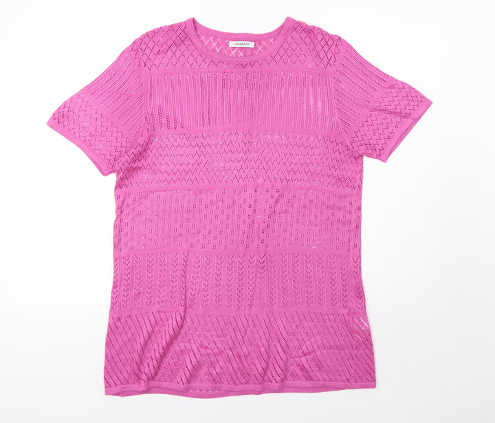 Damart Womens Purple Knit Basic T-Shirt Size 16