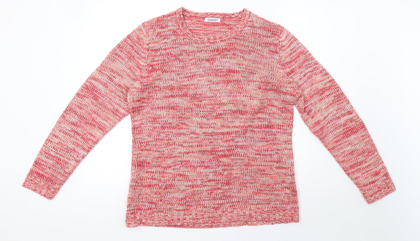 Damart Womens Pink Striped Knit Pullover Sweatshirt Size 16