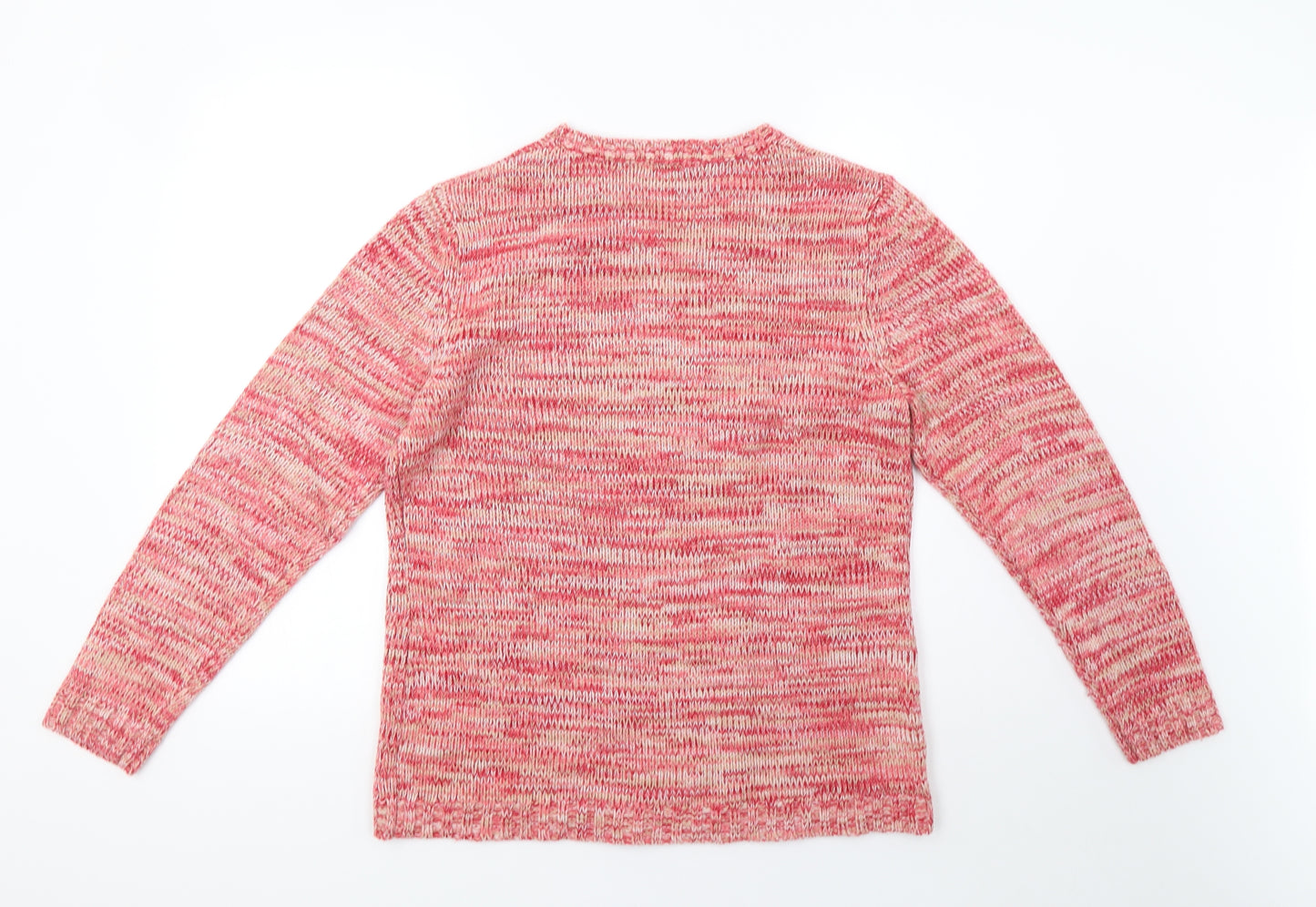 Damart Womens Pink Striped Knit Pullover Sweatshirt Size 16