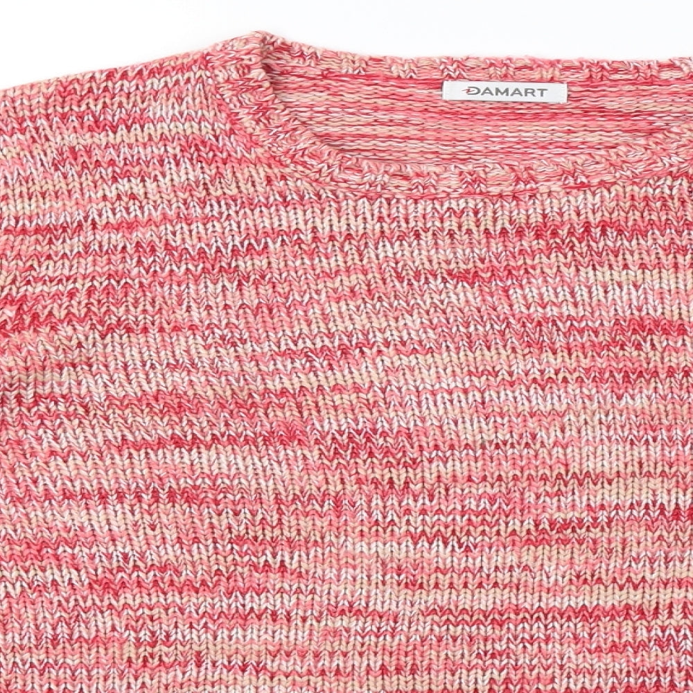 Damart Womens Pink Striped Knit Pullover Sweatshirt Size 16