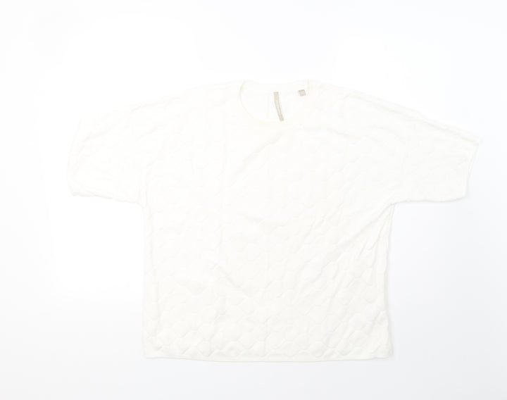 Anthology Womens White Knit Pullover Sweatshirt Size 14