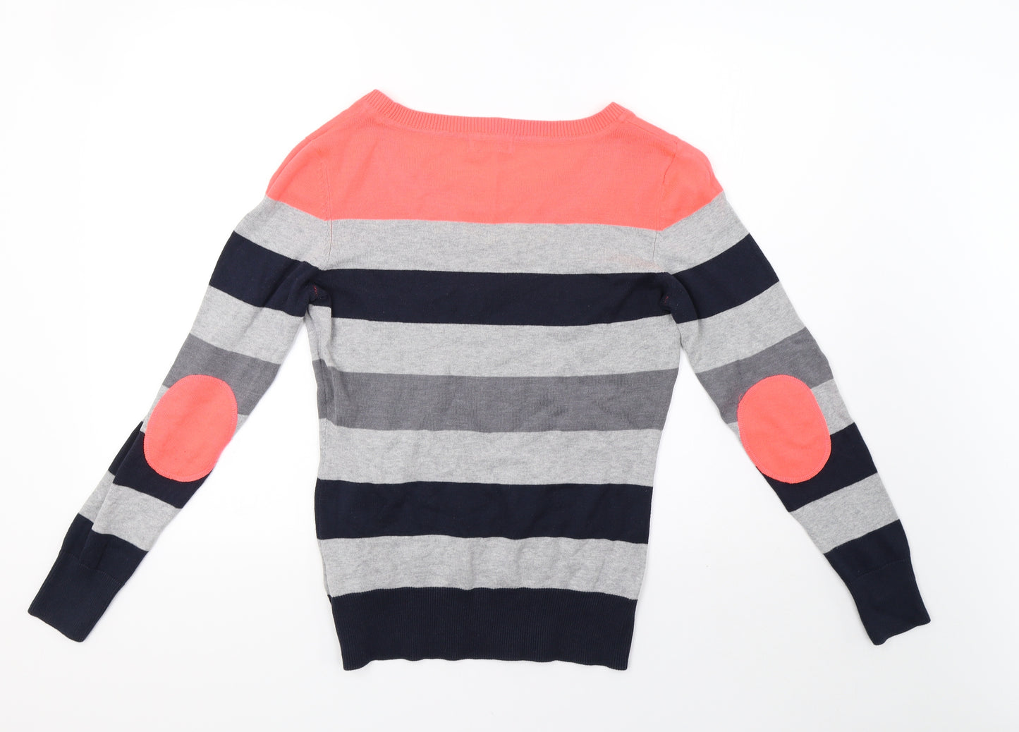 AJC Womens Grey Striped Knit Pullover Sweatshirt Size M