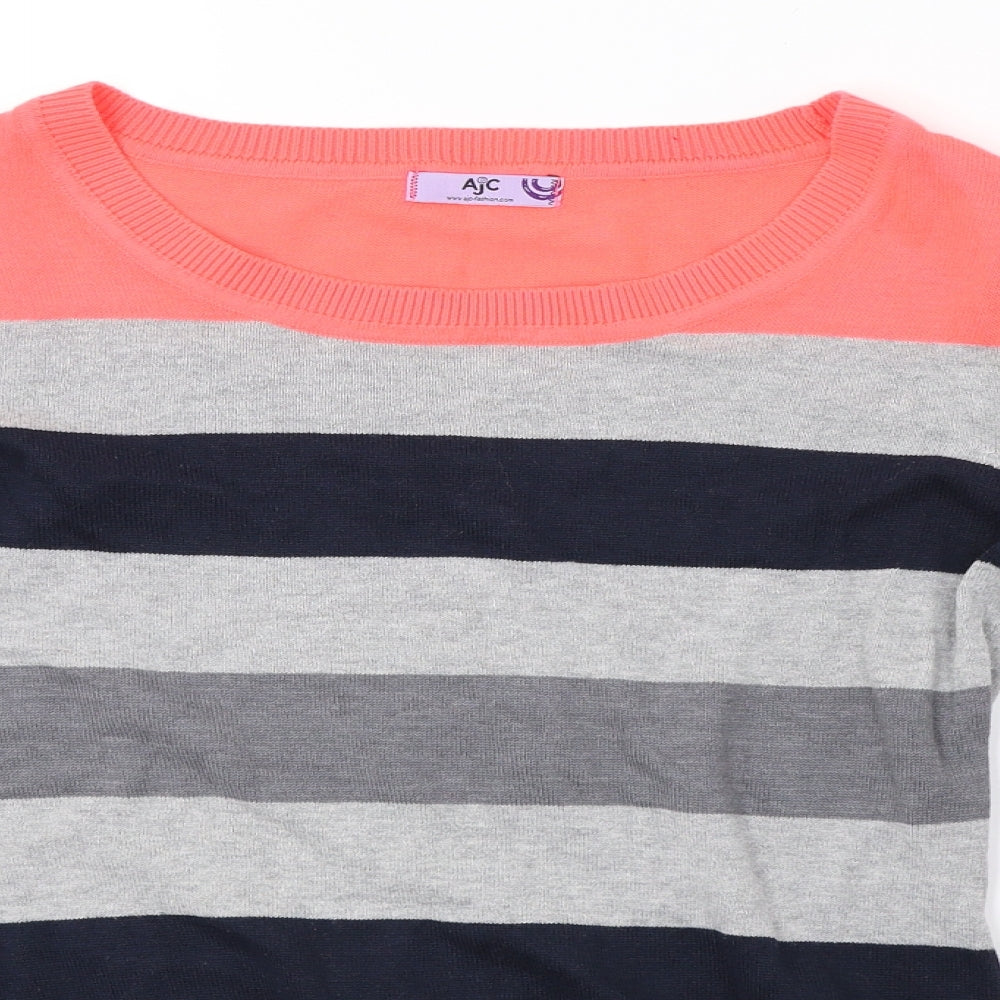 AJC Womens Grey Striped Knit Pullover Sweatshirt Size M