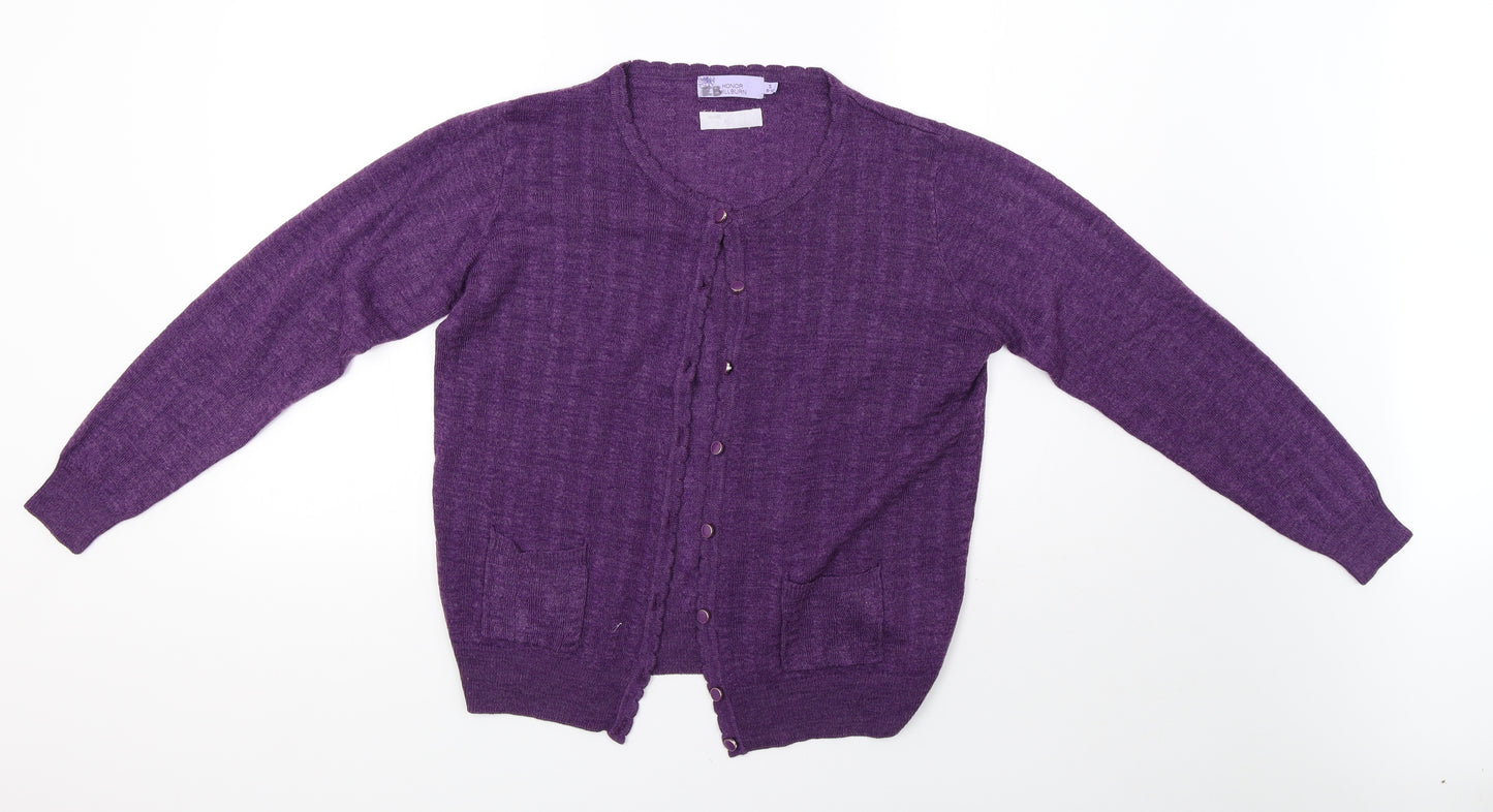 EWM Womens Purple  Knit Cardigan Jumper Size 12