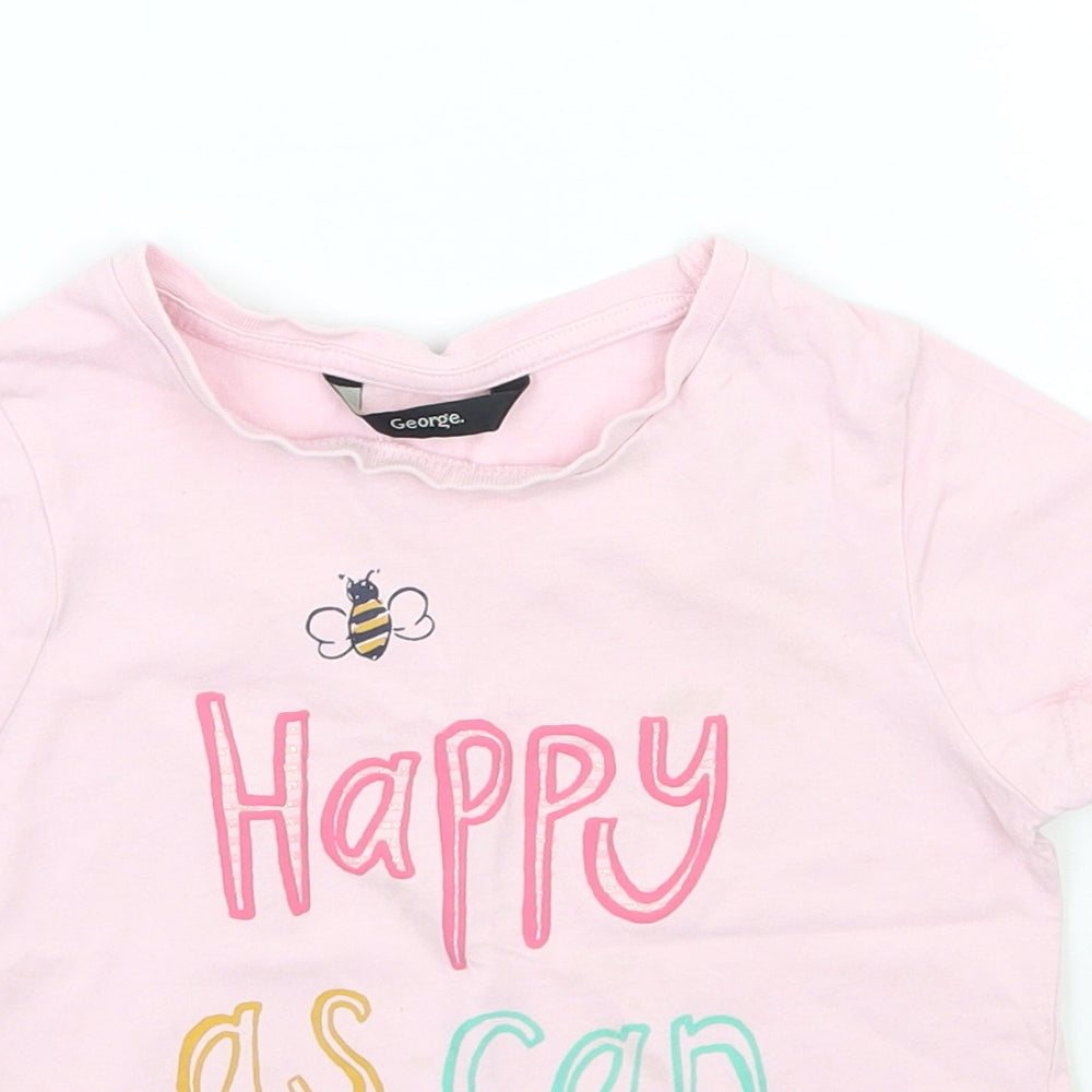 George Girls Pink   Basic T-Shirt Size 3-4 Years