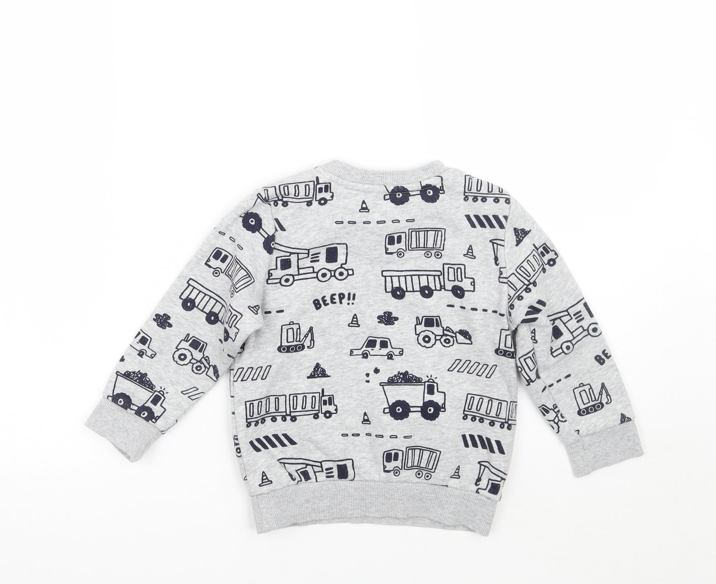 F&F Boys Grey Geometric  Pullover Jumper Size 2-3 Years