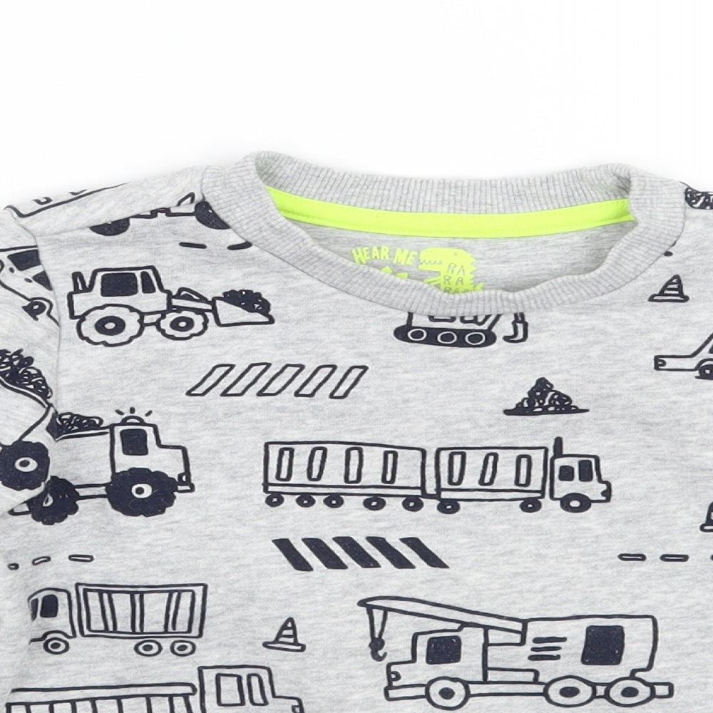 F&F Boys Grey Geometric  Pullover Jumper Size 2-3 Years