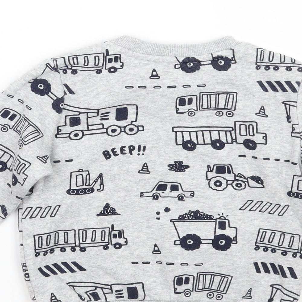 F&F Boys Grey Geometric  Pullover Jumper Size 2-3 Years