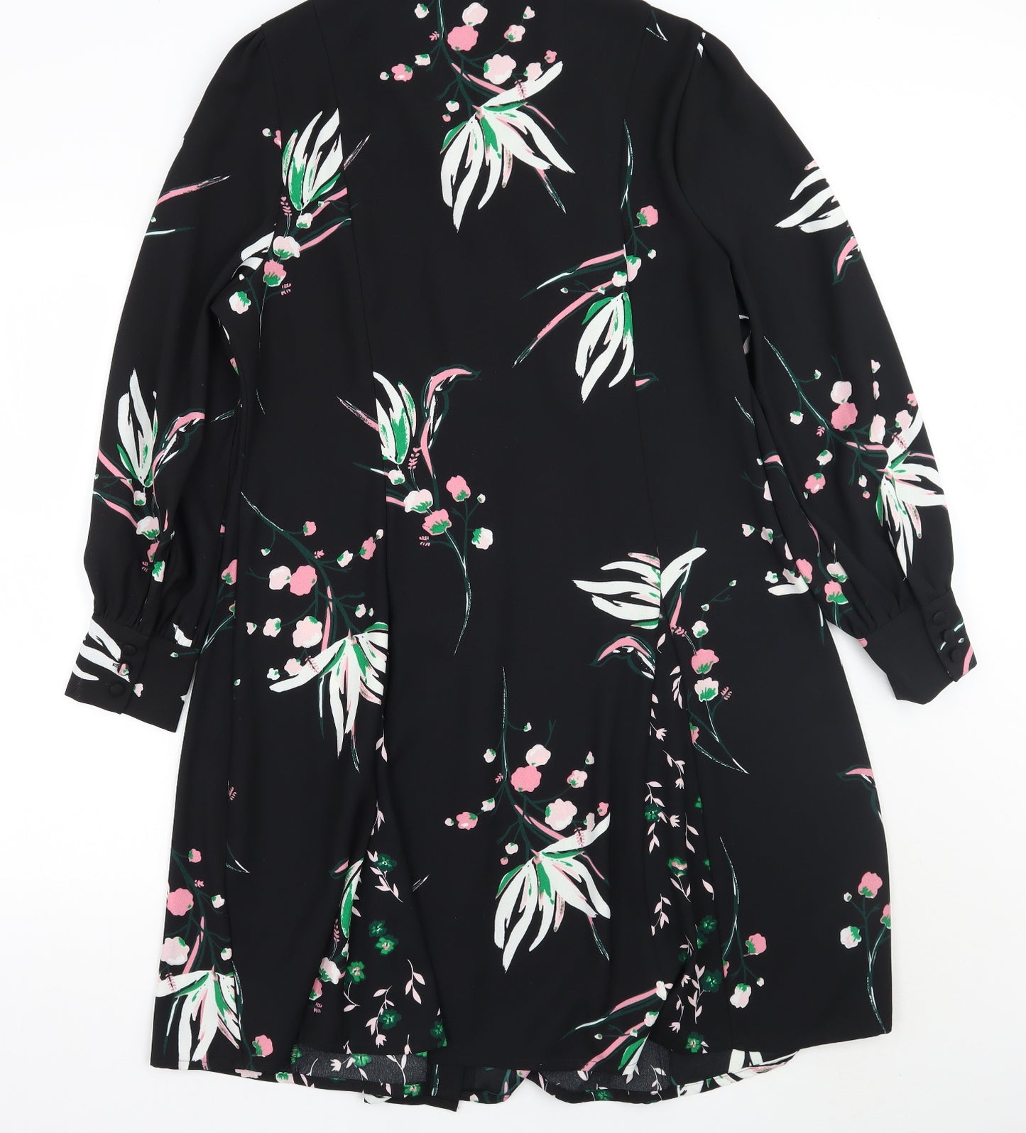 Marks and Spencer Womens Black Floral  A-Line  Size 14