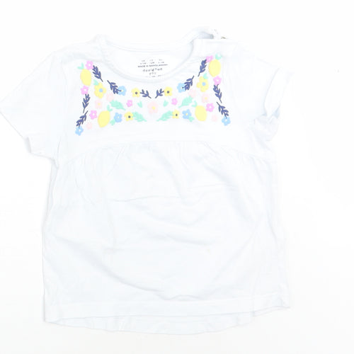F&F Girls White Floral  Basic T-Shirt Size 9-12 Months