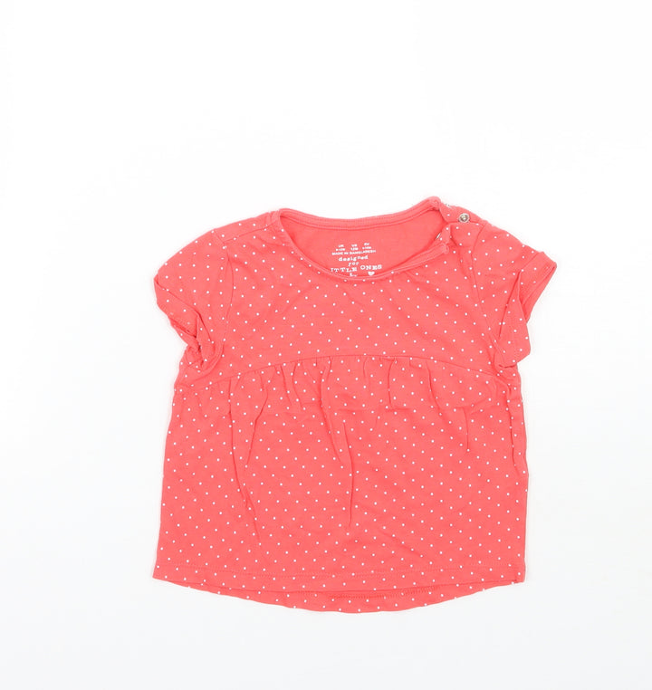 F&F Girls Red Polka Dot  Basic T-Shirt Size 9-12 Months