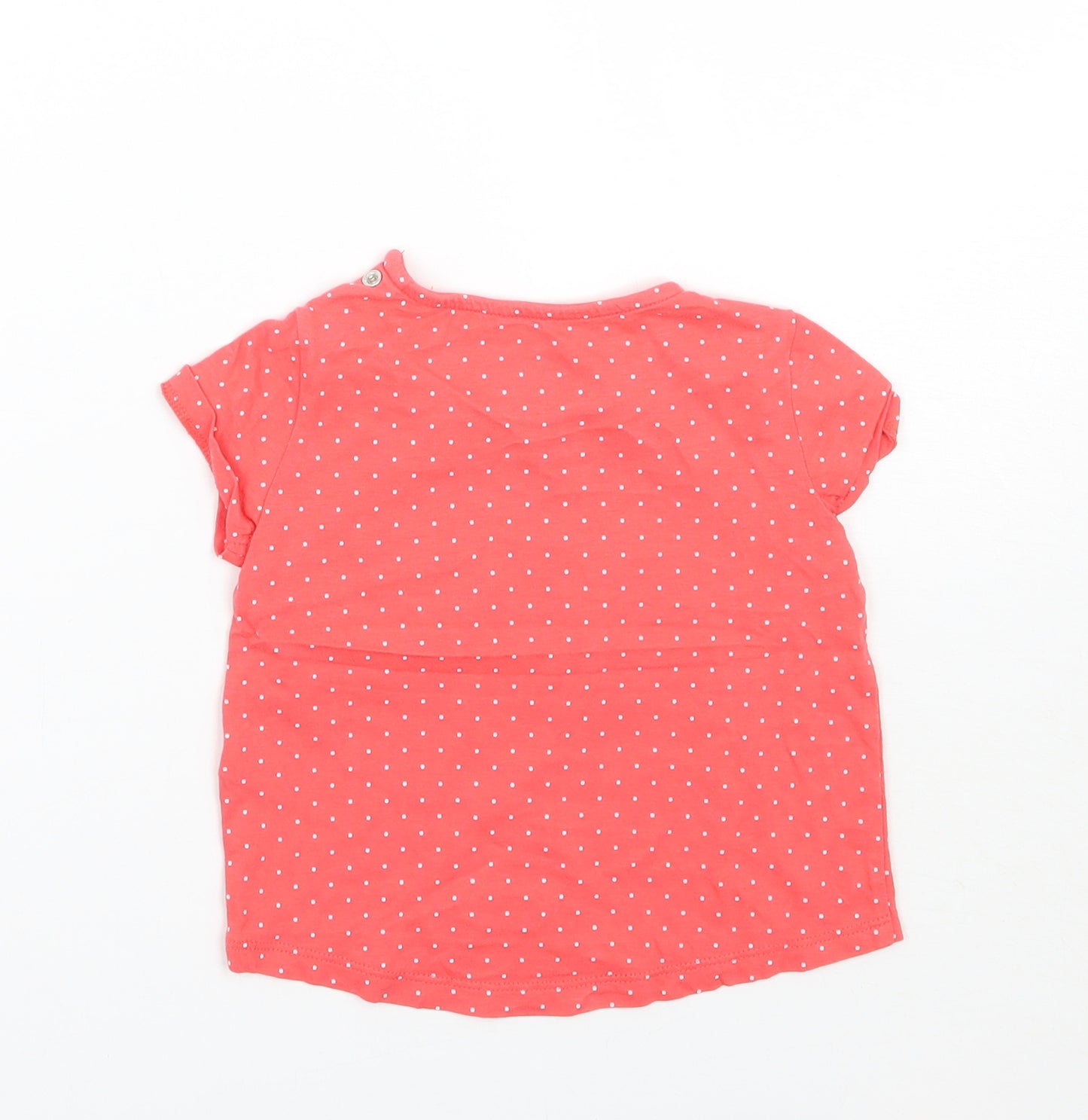 F&F Girls Red Polka Dot  Basic T-Shirt Size 9-12 Months