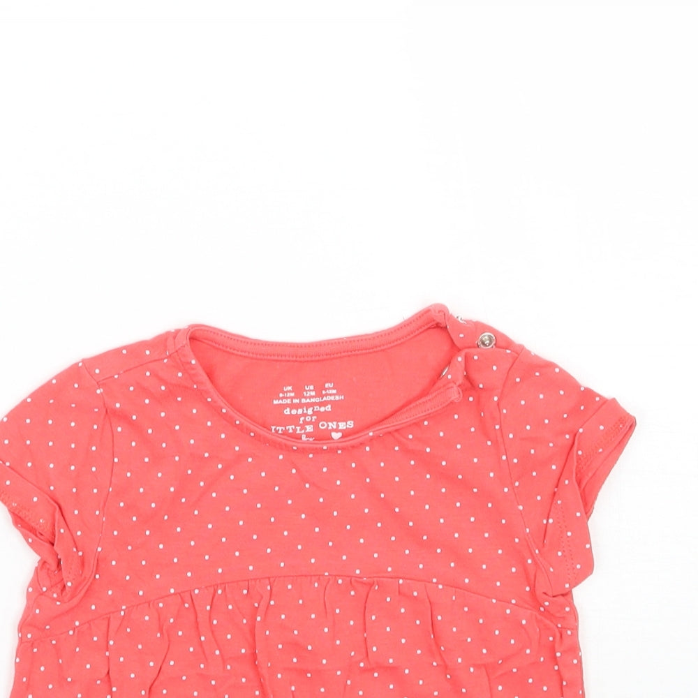 F&F Girls Red Polka Dot  Basic T-Shirt Size 9-12 Months