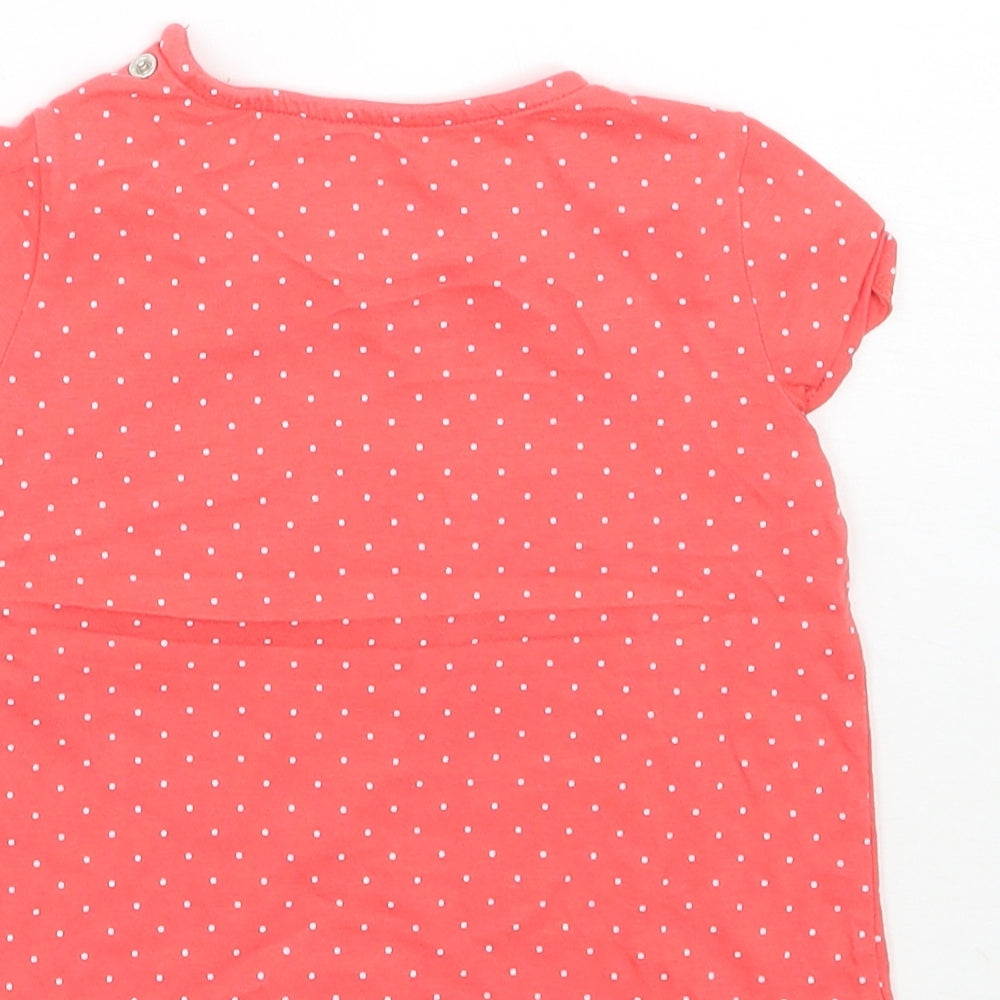 F&F Girls Red Polka Dot  Basic T-Shirt Size 9-12 Months