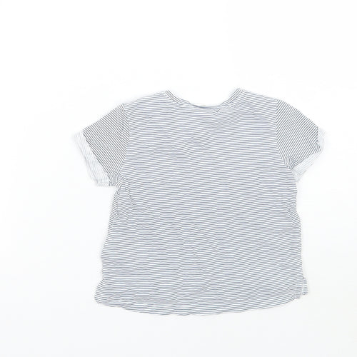 Girls White Striped  Basic T-Shirt Size 6-9 Months