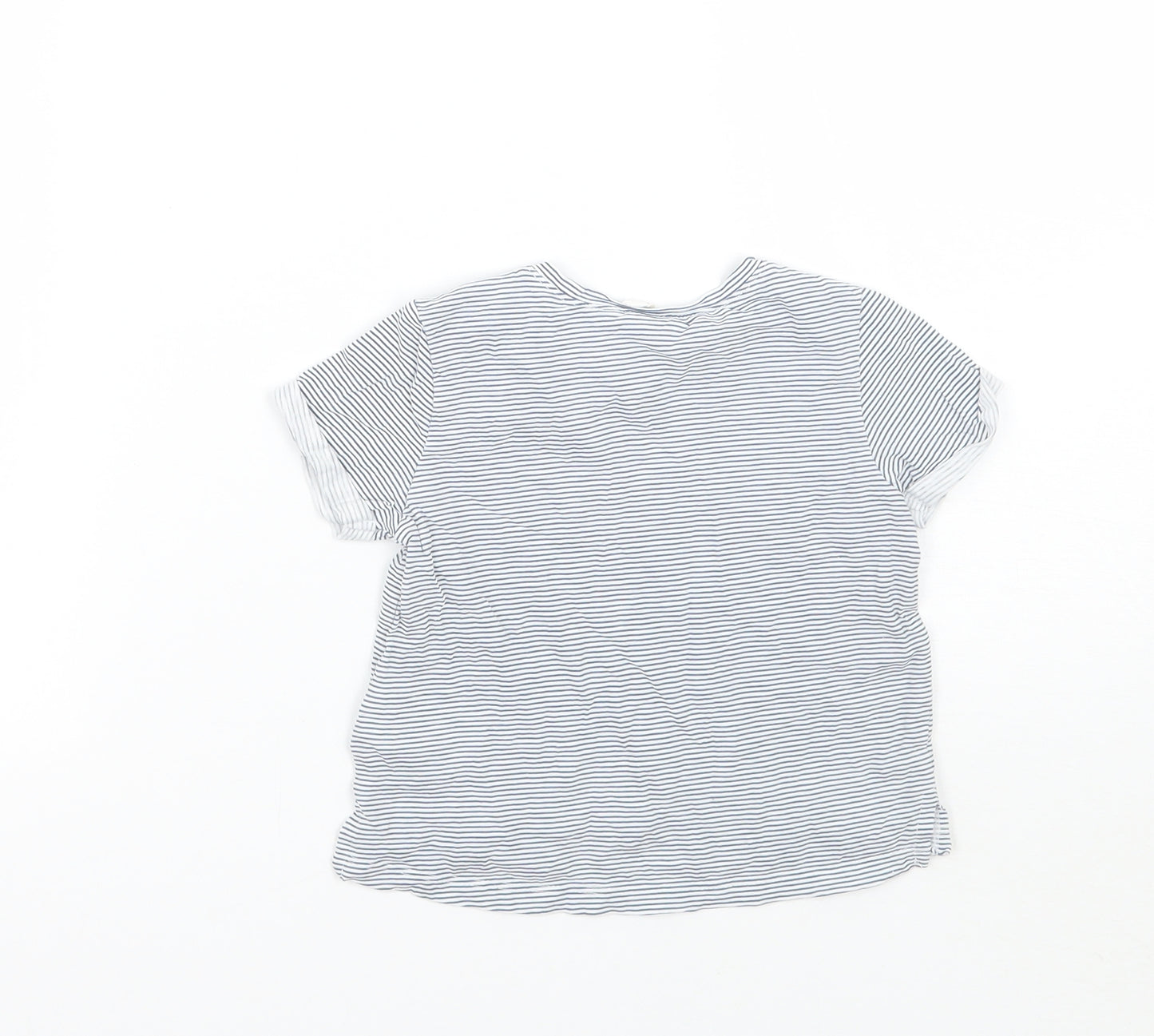 Girls White Striped  Basic T-Shirt Size 6-9 Months
