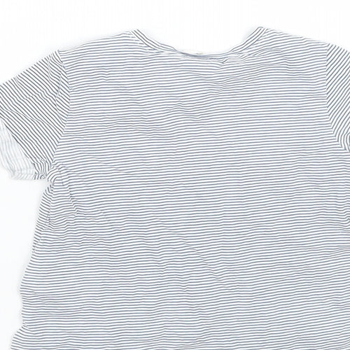 Girls White Striped  Basic T-Shirt Size 6-9 Months