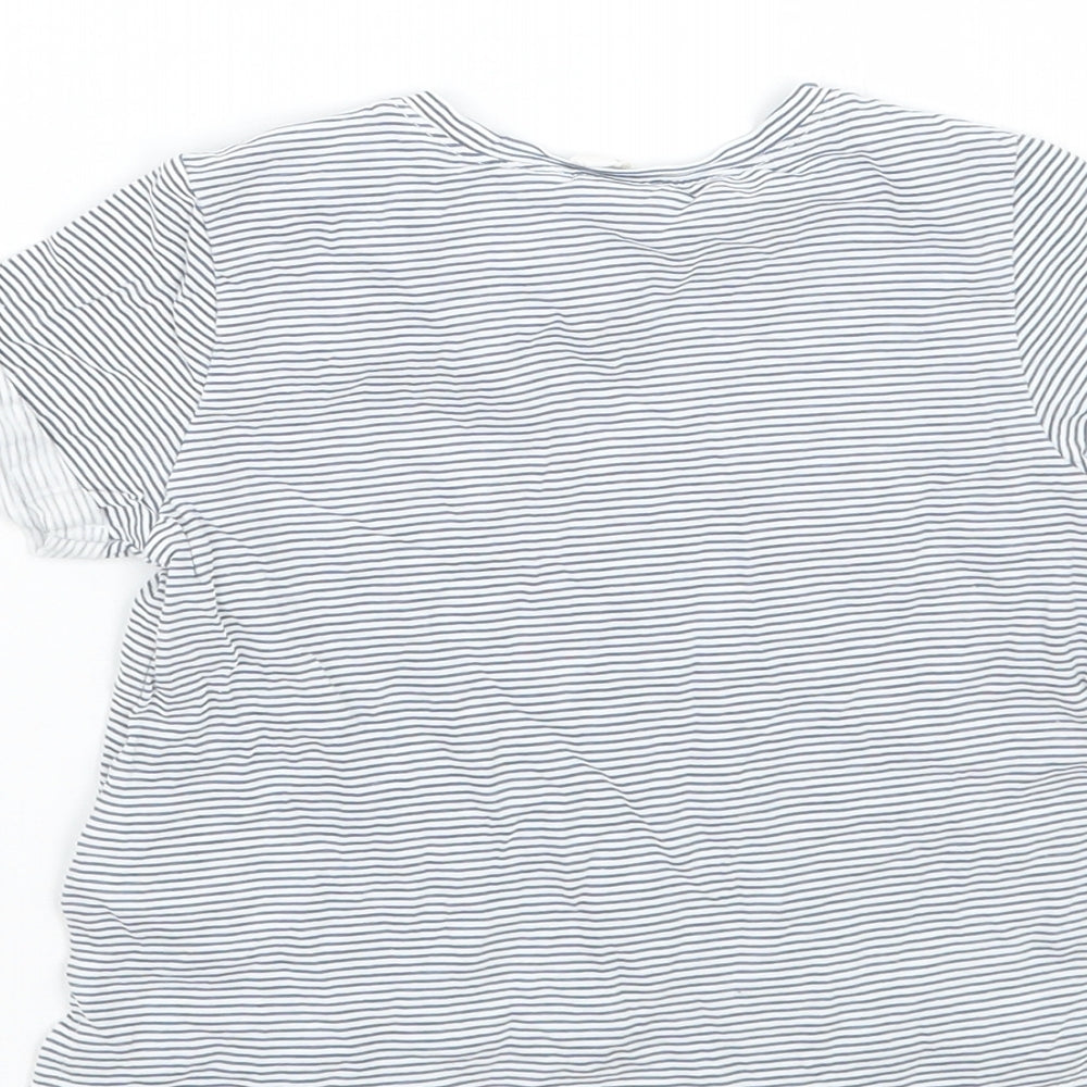 Girls White Striped  Basic T-Shirt Size 6-9 Months