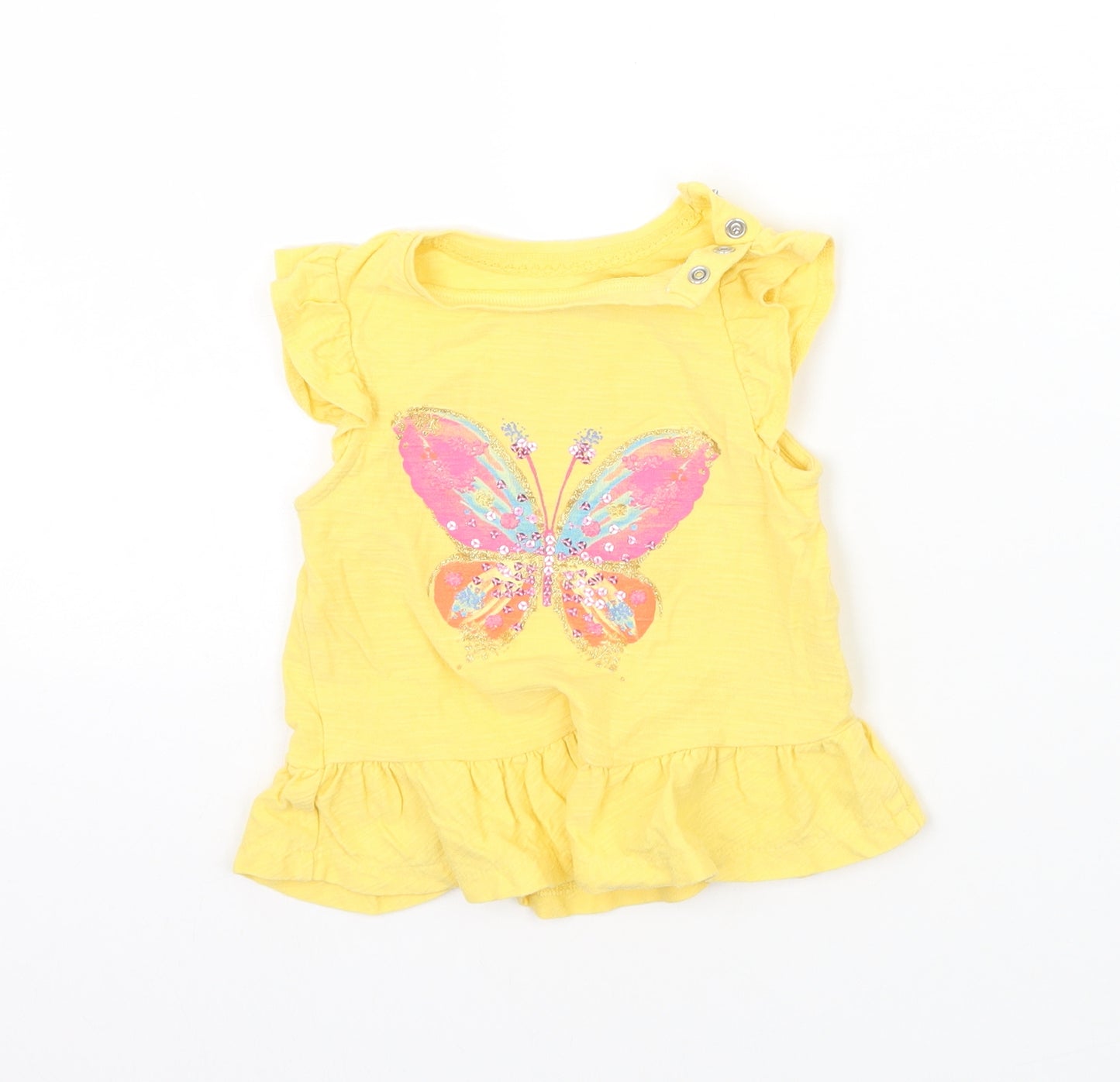 Mothercare Girls Yellow   Basic T-Shirt Size 9-12 Months