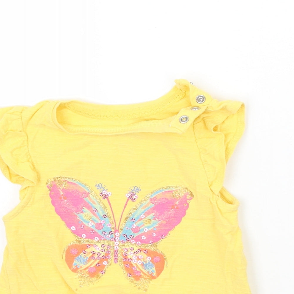 Mothercare Girls Yellow   Basic T-Shirt Size 9-12 Months